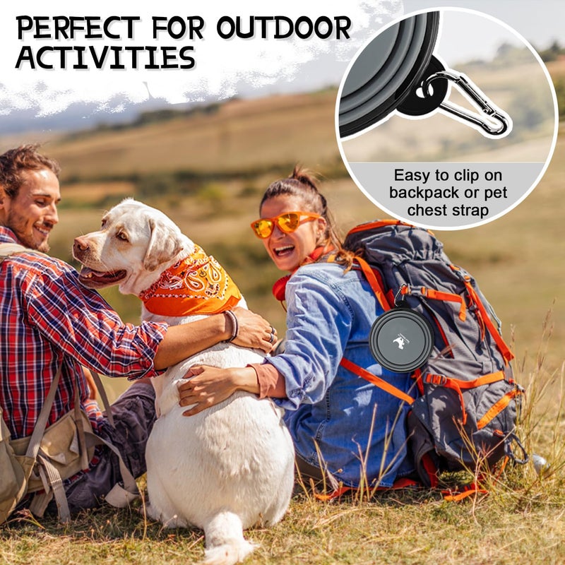Rest-Eazzzy Collapsible Dog Bowls for Travel, 2-Pack Dog Portable Water Bowl for Dogs Cats Pet Foldable Feeding Watering Dish for Traveling Camping Walking with 2 Carabiners, BPA Free - Image 5